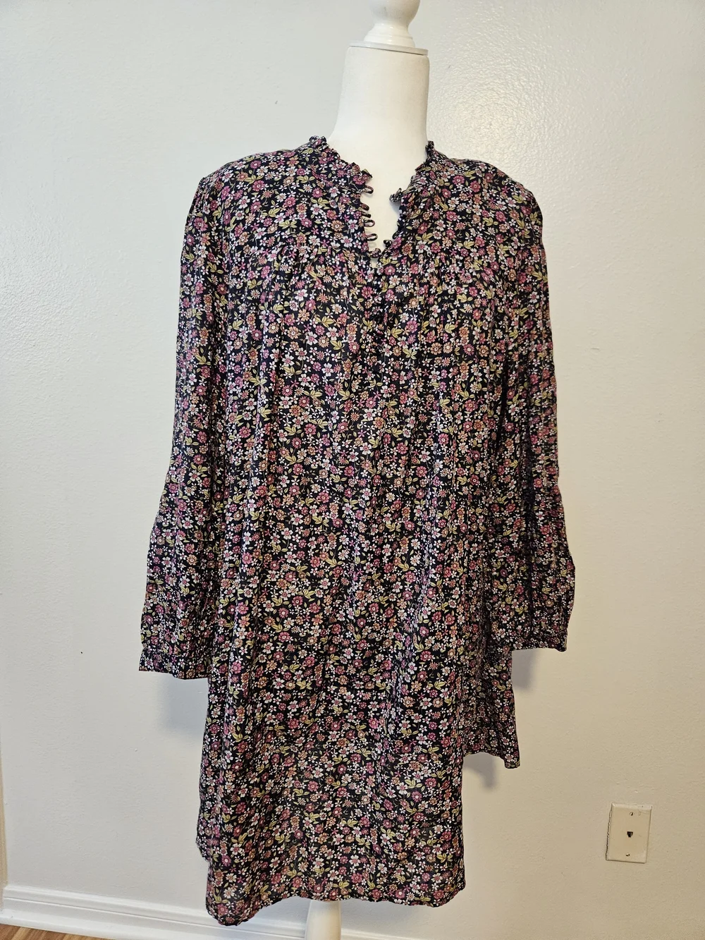 NWT J.Crew Button-Up Mini Dress Sunny Meadow Floral Navy Size L